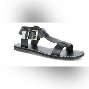 Time and Tru Women Black Gladiator Sandals Size 11 NWT Buckle Strap Summer Flats